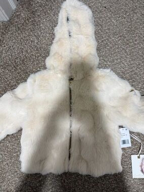 Jessica Simpson Kids Cream Faux Fur Hooded Puffer